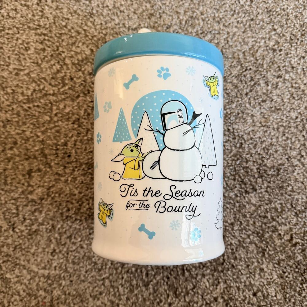 The Child Mandalorian Grogu 8" Blue Star Wars Christmas Cookie Treat Jar Yoda